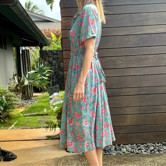 Indian Floral Block Print Dress | Sz OS - Picture 3 of 5